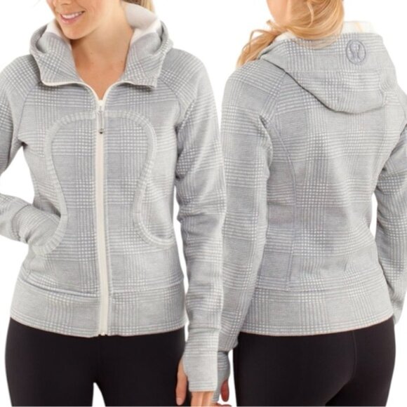 Lululemon Scuba Hoodie Size 2 Glen Check Polar Cream Silver Slate Gray - Picture 1 of 13